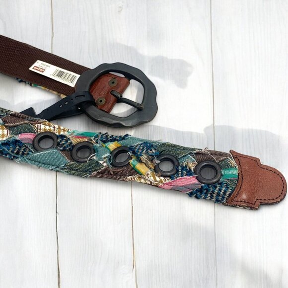 Levi's Big Boys Patchwork & Leather Belt Multicolor & Brown 4094-20 Size Small - Picture 7 of 9